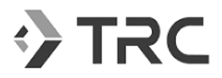 Gray geometric logo with arrow-like design to the left of bold, uppercase letters TRC on a white background.